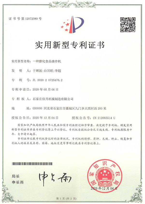 膨化食品油炸机专利